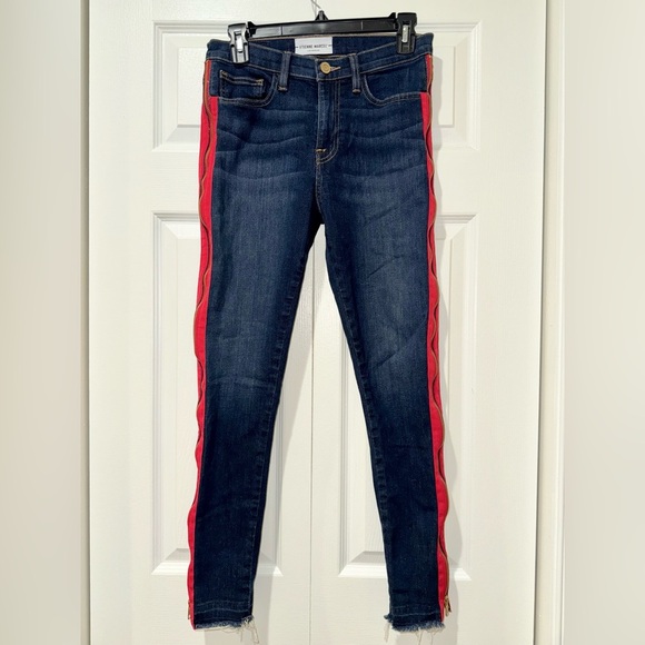 Etienne Marcel Jeans w/ red zipper. Raw hem. Size 27. GUC - Picture 1 of 16